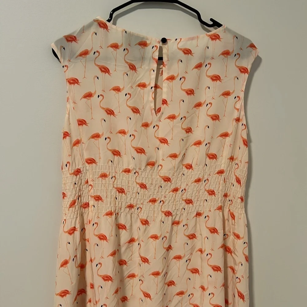 Kate Spade Flamingo Novelty Print 54% Silk Blend Dress Pockets Tropical Size 4